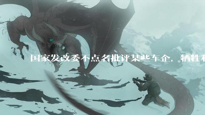 国家发改委不点名批评某些车企，牺牲利润抢占市场，虚***宣传，恶意抹黑，释放什么信号？